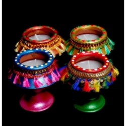 Satvik Colorful Clay Diyas for Diwali Festival, Multicolor Diwali