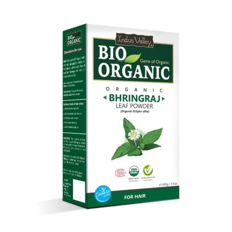 Indus Valley Bio Organic Bhringraj Powder Eclipta Alba for Hair 100g