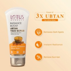 Lotus Herbals Radiance Boost Ubtan Face Scrub Turmeric, Sandalwood