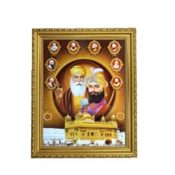 Satvik Wahe Guruji, Shri Gurunanak Ji Designer Golden Photo Frame