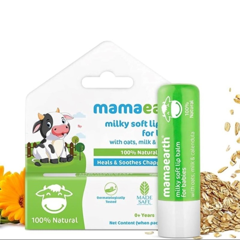 Mamaearth Milky Soft Natural Lip Balm for Babies with Oats, Milk