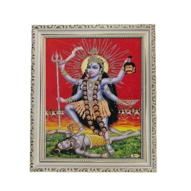 Satvik Goddess Kali Ma Designer Wooden Photo Frame for Pooja, Prayer