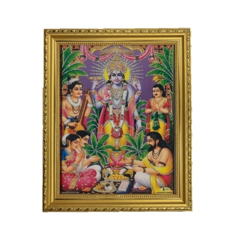 Satvik Lord Satyanarayan, Swamy Vishnu Designer Wooden Photo Frame