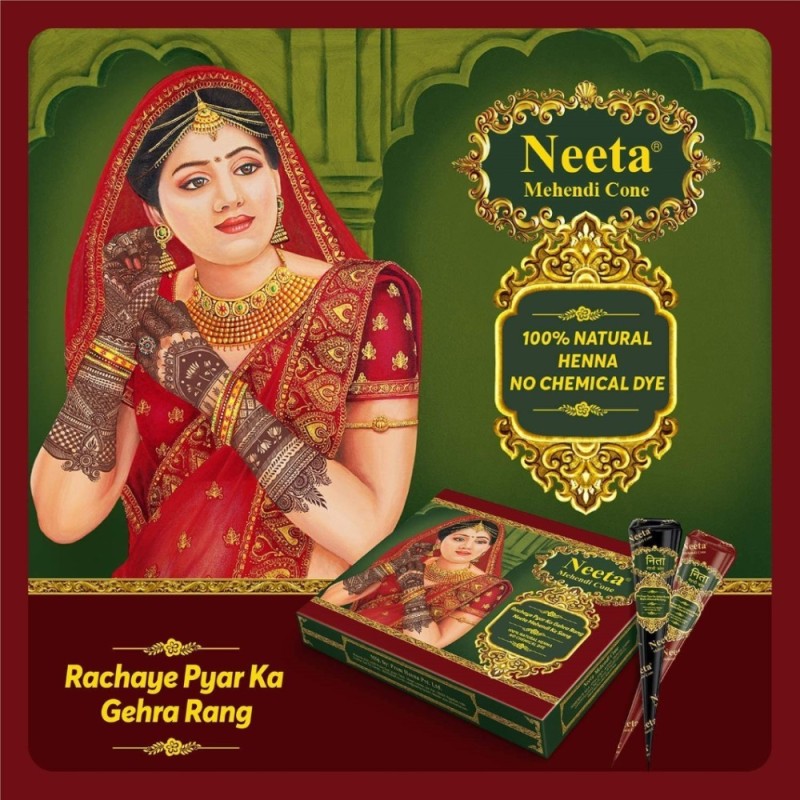 Neeta Natural Henna Mehandi Cone for Hand Designing, Wedding in 2 Box
