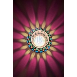Satvik Geometric Mosaic Glass Candleholder with Colorful Mosaic Design