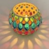 Satvik Geometric Mosaic Glass Candleholder with Colorful Mosaic