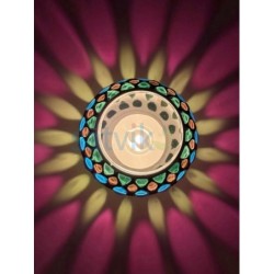 Satvik Geometric Mosaic Glass Candleholder with Colorful Mosaic