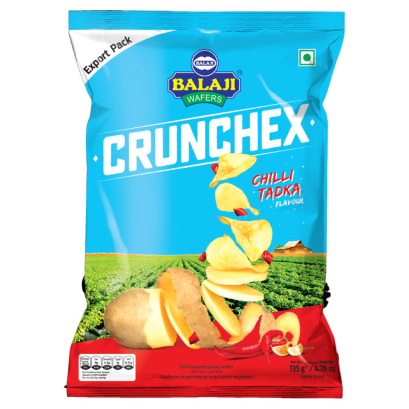 Balaji Crispy Chilli Tandoori Flavor Potato Chips - Vegetarian, Trans