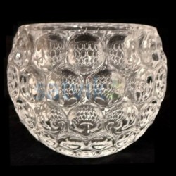 Satvik Crystal Glass Tea Light Candle Holder with Floral Pattern