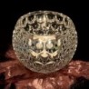 Satvik Crystal Glass Tea Light Candle Holder with Floral Pattern