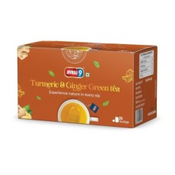 Jivraj9 Turmeric & Ginger Green Tea 25 Biodegradable Tea Bags Healing