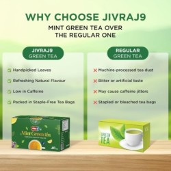 Jivraj9 Mint Green Tea 25 Biodegradable Tea Bags Refreshing Mint